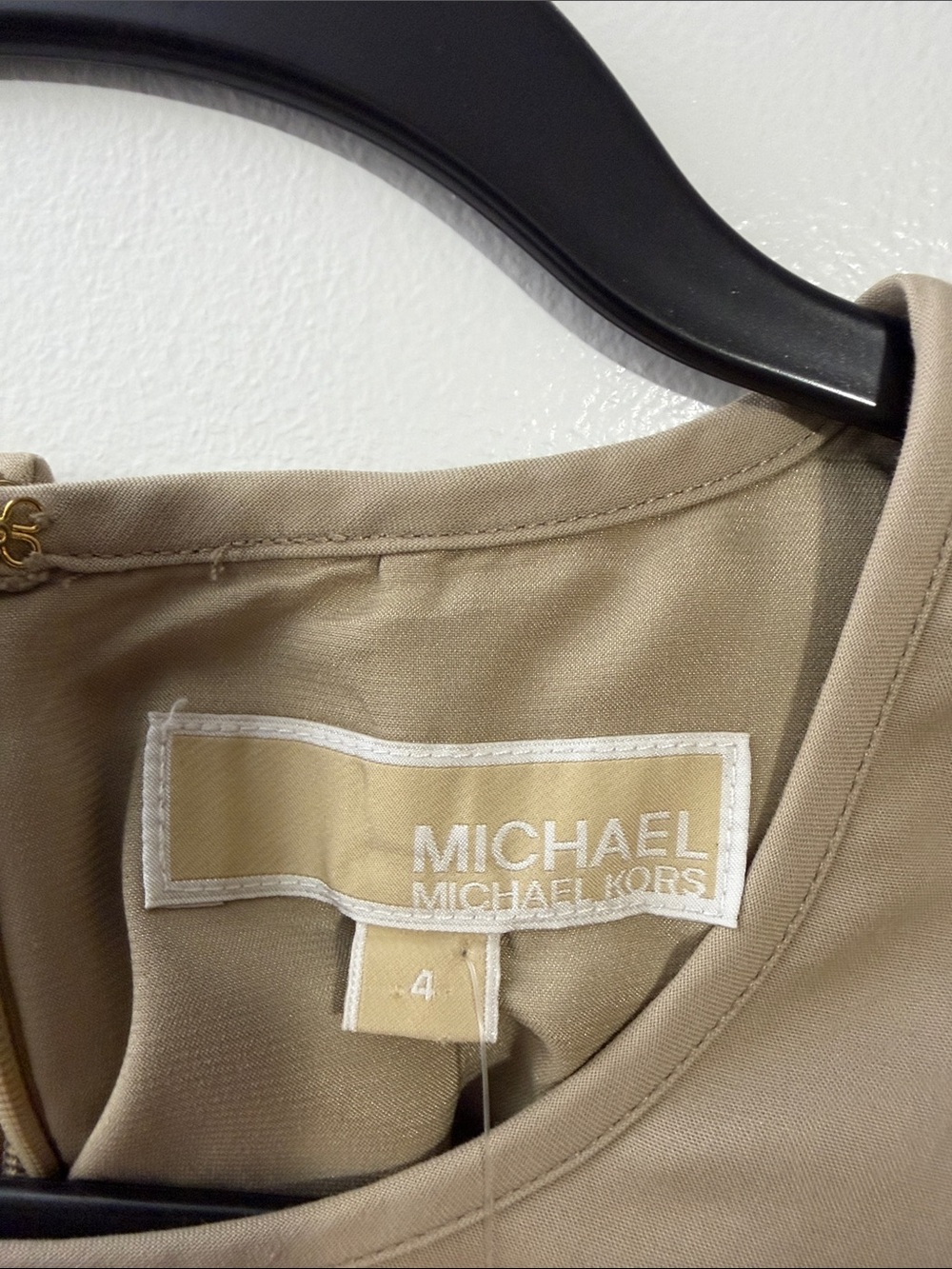 Michael Kors Khaki Sheath Dress with Gold Zippers - Picture 2 of 4